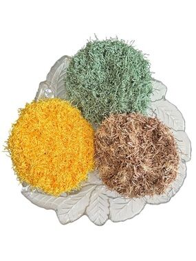 Hand Crafted Kitchen Dish Scrubbing Pads Crochet Colorful 3 Reusable Polyester